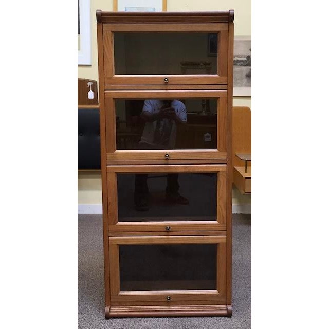 Lawyers Oak Bookcase/Storage Tall Cabinet With Retractable Glass Feature For Sale - Image 4 of 12