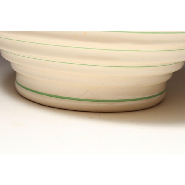 Vintage Stoneware Beehive Cream and Green Striped Yellow Ware Mixing / Salad Bowl For Sale - Image 12 of 15