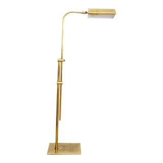 Brass Floor Lamp | Adjustable Height Pharmacy Style For Sale