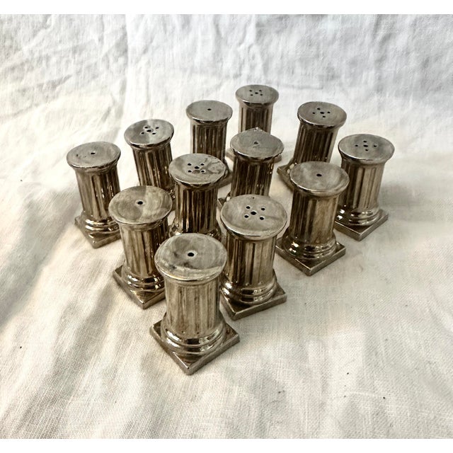 Godinger Godinger Silver Plate Architectural Columns Salt & Pepper Shakers-6 Sets For Sale - Image 4 of 5