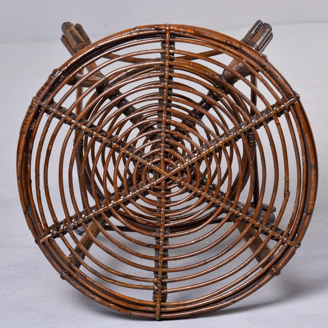 Mid-Century Modern Mid-Century Italian Rattan & Bamboo Two-Tier Side Table For Sale - Image 3 of 10