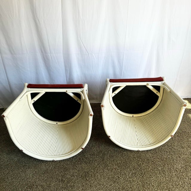 Boho Chic Pencil Reed Upholstered Dining Chairs - A Pair For Sale In Miami - Image 6 of 10