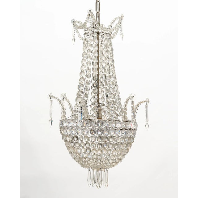 French French Antique Crystal “Basket” Chandelier by Baccarat For Sale - Image 3 of 10