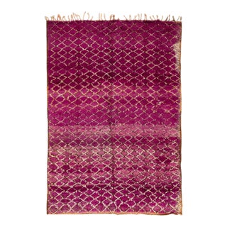 Mid-20th Century Purple Moroccan Tribal Wool Rug For Sale