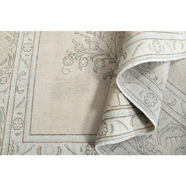 1970s Vintage Persian Handmade Wool Cotton Beige Area Rug For Sale - Image 10 of 11