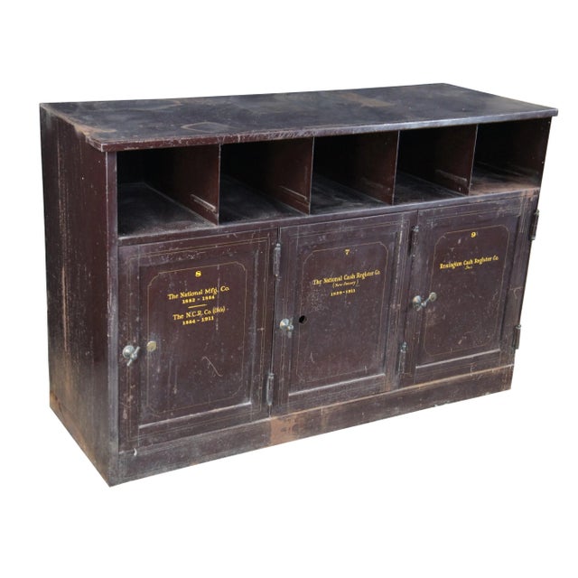 Victorian Antique NCR National Cash Register Industrial Iron Steel Safe Cabinet For Sale - Image 3 of 12