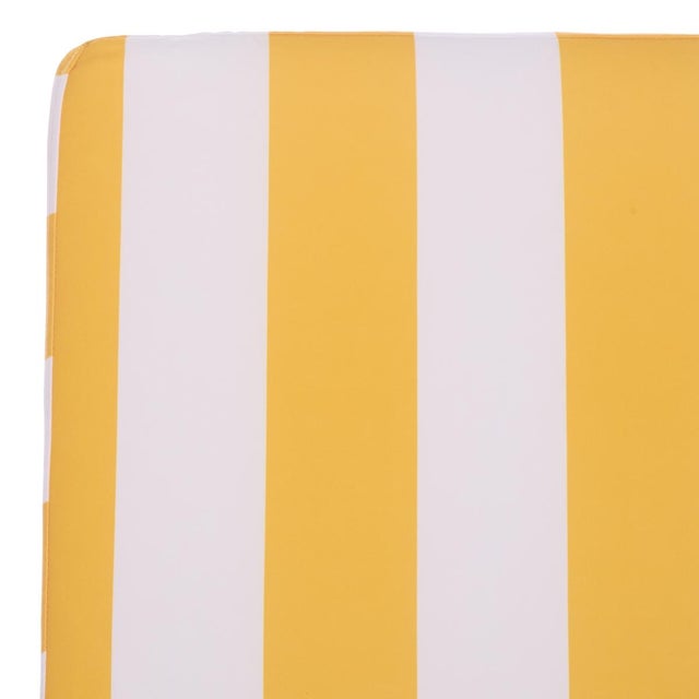 Wood Newport Chaise Lounge, Yellow Stripe For Sale - Image 7 of 13