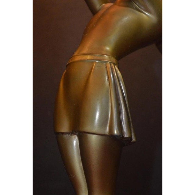Art Deco French Figural Dancer Table Lamp with Glass Globe, 1930 For Sale - Image 6 of 18