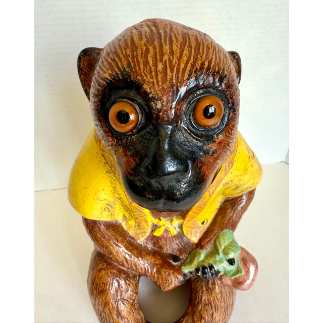 Vintage South American Folk Art Style Monkey Figure With Glass Eyes For Sale - Image 4 of 12