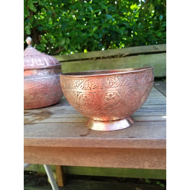 Copper Antique Persian Copper Handcrafted Bowl For Sale - Image 8 of 8