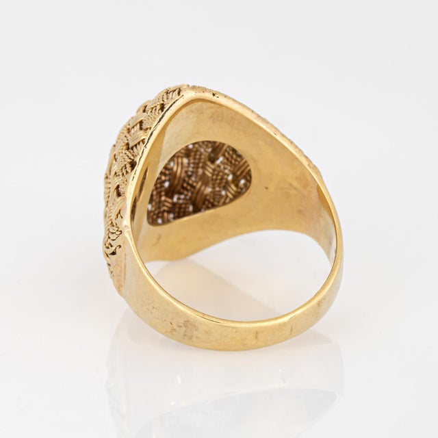60s Vintage Woven Dome Ring 18k Yellow Gold Sz 6 Fine Cocktail Estate Jewelry For Sale - Image 4 of 7