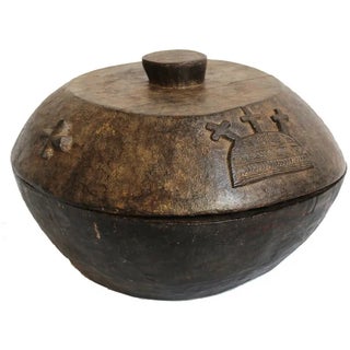 Vintage African Yoruba Divination Carved Wood Bowl For Sale