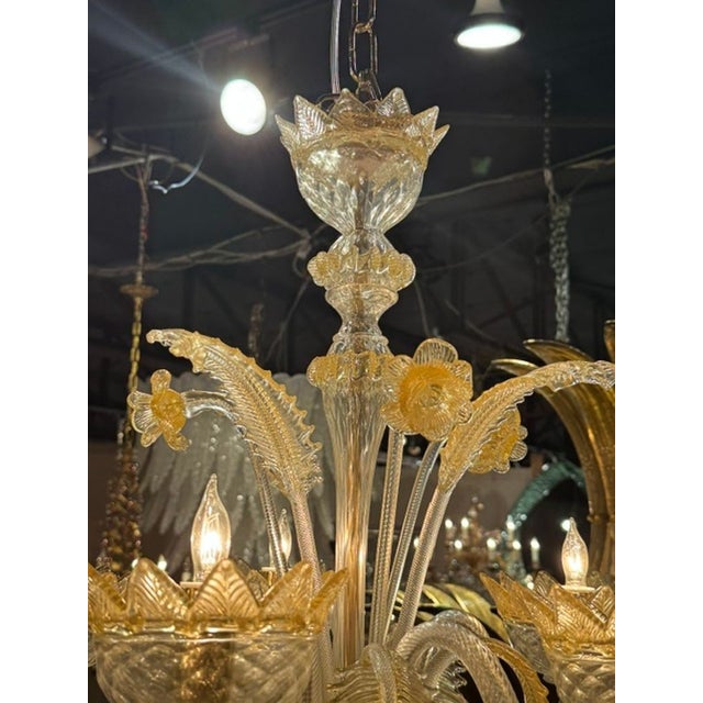 Early 21st Century Murano Gold Venetian Style Chandelier For Sale - Image 5 of 6