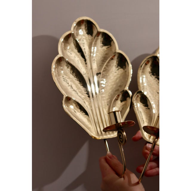 Mid-Century Swedish Brass Sconces by Firma Lars Holmström, 1950s, Set of 2 For Sale - Image 6 of 8