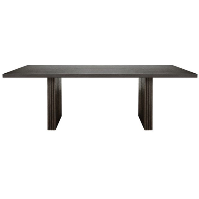 2020s Matthew Izzo Home Patterson Espresso Oak Minimalist Plank Dining Table With Fluted Detail For Sale - Image 5 of 5