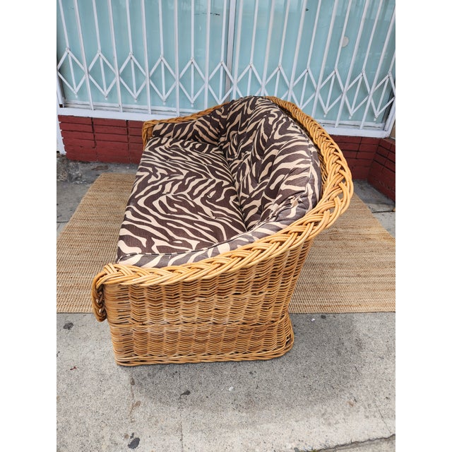 1960's Wicker Loveseat Sofa For Sale - Image 9 of 11