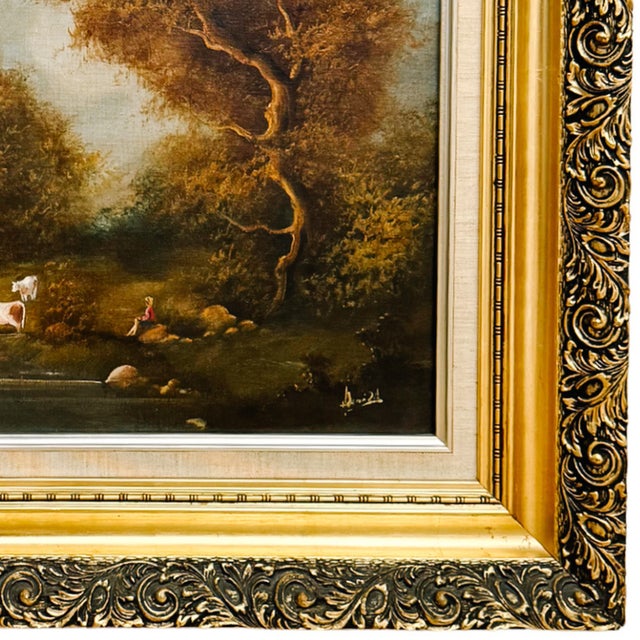 Mid-Century Tonalist Pastoral Landscape Oil on Canvas Painting by Ramirez For Sale - Image 11 of 14