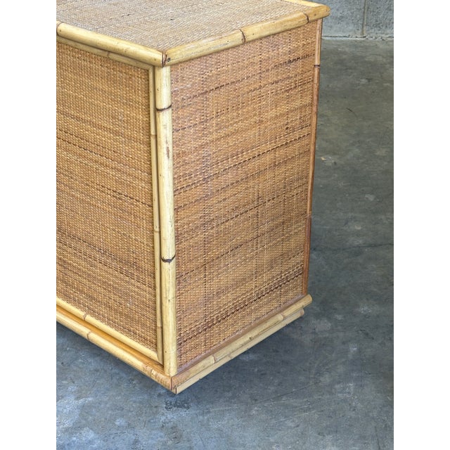 Tan 1970s Two Door Sideboard Cabinet in Bamboo and Cane by Del Vera, Italy For Sale - Image 8 of 12