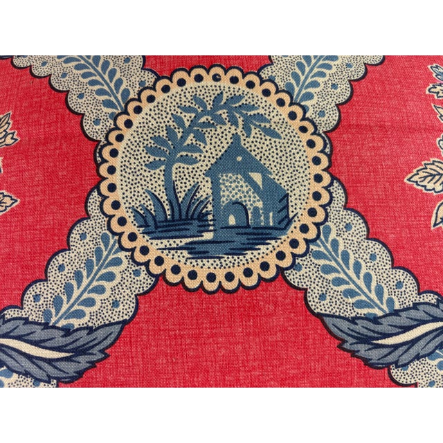 Red Vintage Brunschwig & Fils French Country Cotton Print Pillows/Pair For Sale - Image 8 of 10