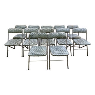 Folding Chairs in Chromed Tubular Metal, 1960, Set of 12 For Sale
