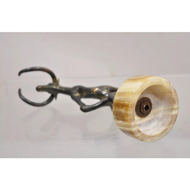 Vintage Brutalist Mid Century Modern Bronze Bull Marble Base Small Sculpture For Sale - Image 9 of 10