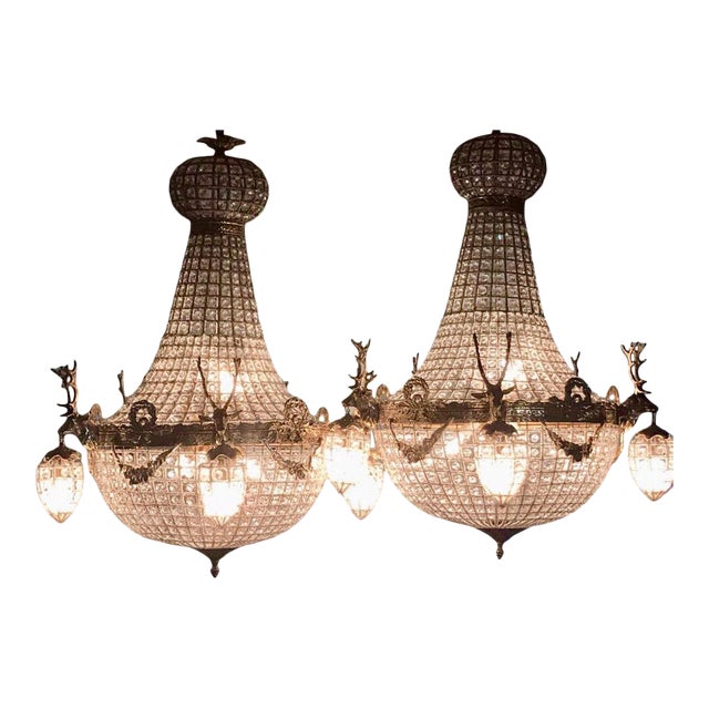 Vintage French Louis XVI Gold Deer Chandeliers - Pair of 2 PCS For Sale - Image 13 of 13