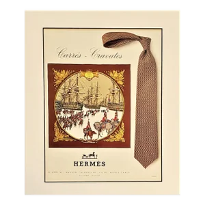 1967 French Mid-Century Hermès Men's Advertisement Fashion Print for Ties, Pocket Squares Matted