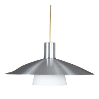 Danish Hanging Lamp in Metal with Milk Glass, 1980s For Sale