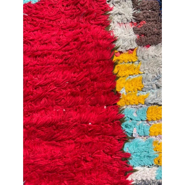 Textile 1980s Red Traditional Moroccan Berber Boucherouite Rug For Sale - Image 7 of 10