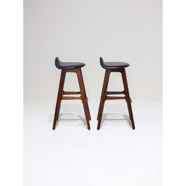 Black OD61 Bar Stools by Erik Buch for Oddense Maskinsnedkeri, 1960s, Set of 2 For Sale - Image 8 of 15