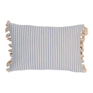 Schumacher Mathis Ticking Stripe 18" Lumbar Pillow in Sky