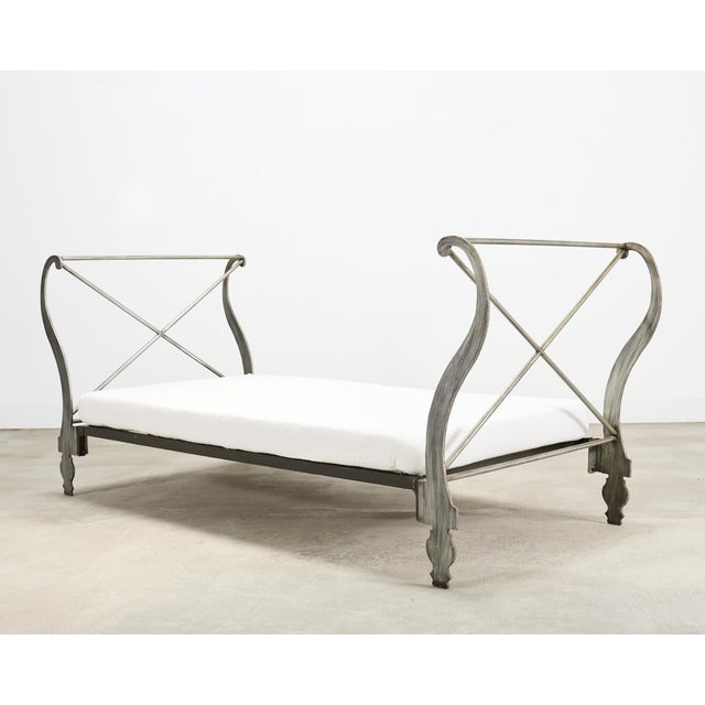 Mid 20th Century French Neoclassical Directoire Style Iron Sleigh-Form Daybed For Sale - Image 5 of 18