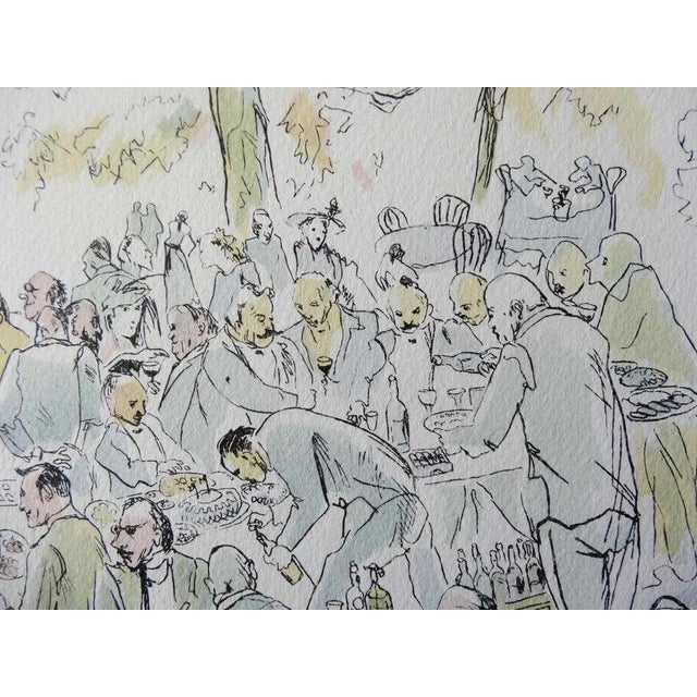 Modern Leonard Tsuguharu Foujita, Garden Party, 1952, Lithograph For Sale - Image 3 of 5
