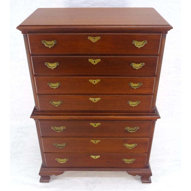 Bracket Feet Solid Mahogany Brass Pull Federal Style 7 Drawer High Chest Dresser For Sale - Image 11 of 18