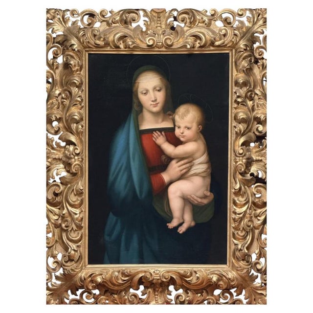 Italian School after Raphael Raffaello Sanzio, The Grand Duke Madonna, 18th Century, Oil on Canvas For Sale - Image 9 of 9