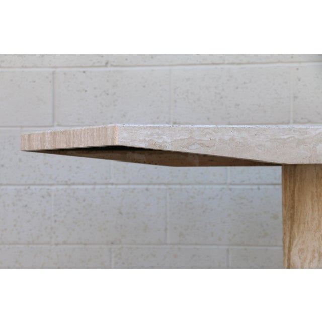 1970s Italian Postmodern Beige Travertine Stone Pedestal Console Table For Sale - Image 11 of 18