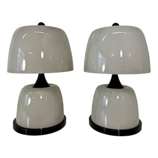 Sculptural Murano Milk White Glass Table Lamps, 2000s, Set of 2 For Sale