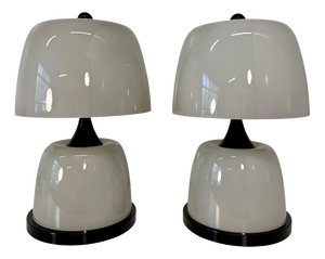 Sculptural Murano Milk White Glass Table Lamps, 2000s, Set of 2