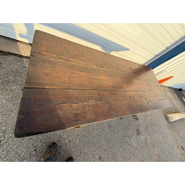 Antique French Oak Country Rustic Dining Table Circa 1800s For Sale In Philadelphia - Image 6 of 11