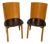Pair of 1980s Italian Postmodern Calligaris Sculptural Wood & Black Leather Chairs For Sale