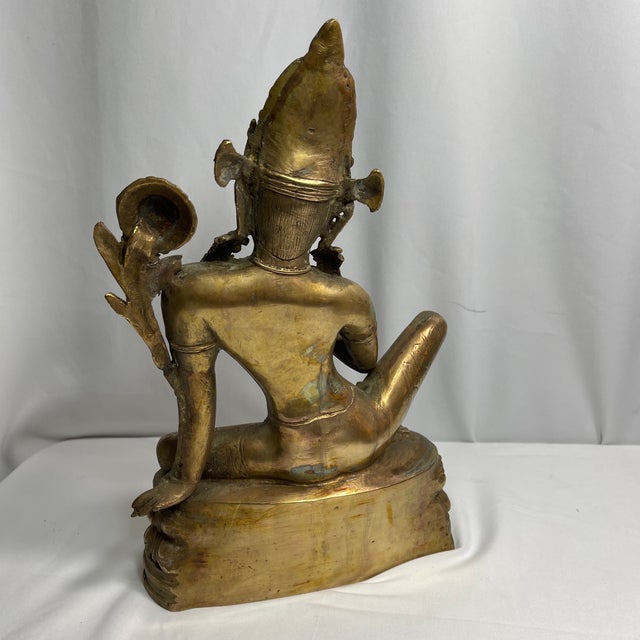 Early 20th Century Sculpture a Brass Buddha, India For Sale - Image 5 of 12