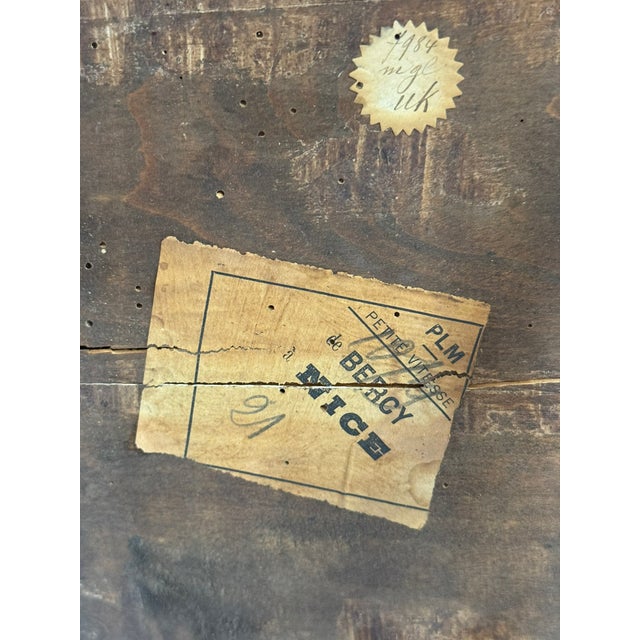 Antique French Napoleon III Bamboo Tabouret, Tasseled Top, PLM Rail Label For Sale In New York - Image 6 of 15