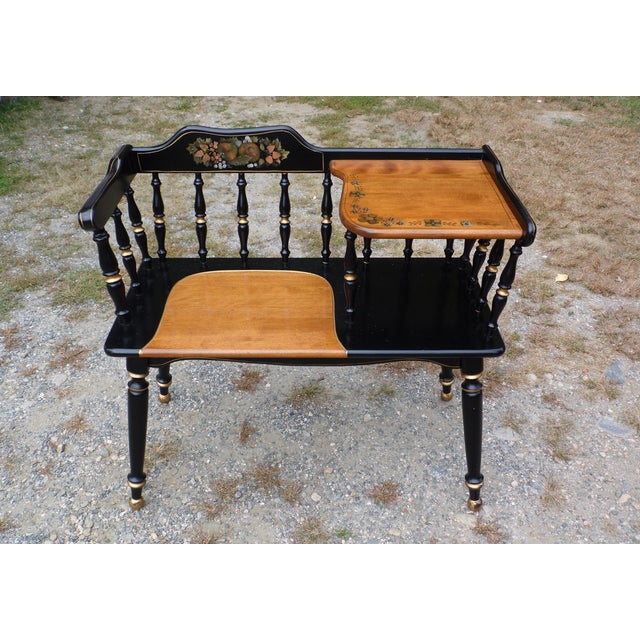Vintage Ethan Allen Gossip Bench Hitchcock Style Telephone Table Entry