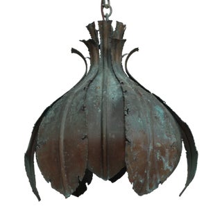 Vintage Danish Brutalist Green Pendant in Brass by Svend Aage Holm Sørensen, 1960s For Sale