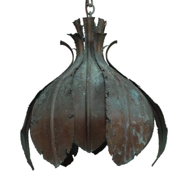 Vintage Danish Brutalist Green Pendant in Brass by Svend Aage Holm Sørensen, 1960s For Sale