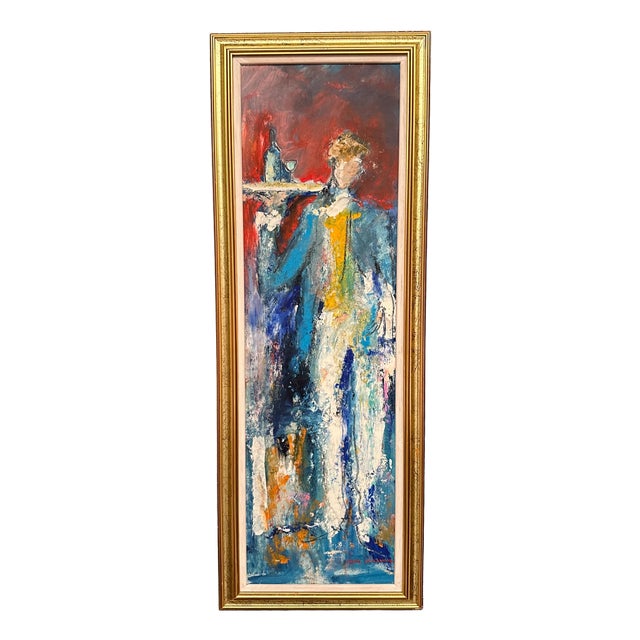 Karl Höglund, Waiter, 1960s, Oil Painting on Panel, Framed For Sale