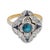 Modern Edwardian Style Sapphire Diamond 18k Yellow Gold Ring, Size 6.5 For Sale - Image 3 of 7