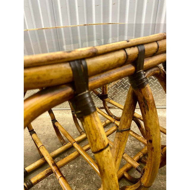 Wood 70s Rattan End Tables a Pair. For Sale - Image 7 of 12