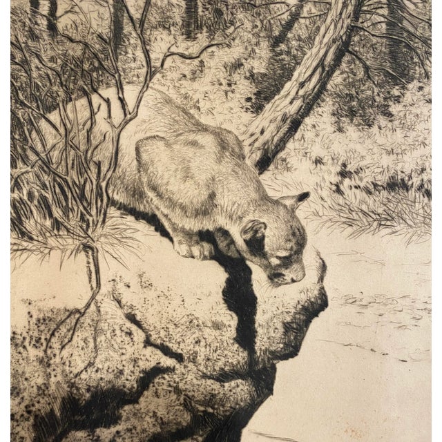 "The Watcher" etching by artist Rodney Thomson (1878-1941). Pencil signed lower right and titled lower left. Etching is a...