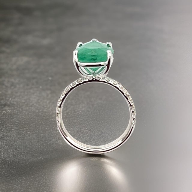 Natural Emerald Diamond Ring 6.5 14k WG 4.62 TCW Certified For Sale - Image 18 of 18